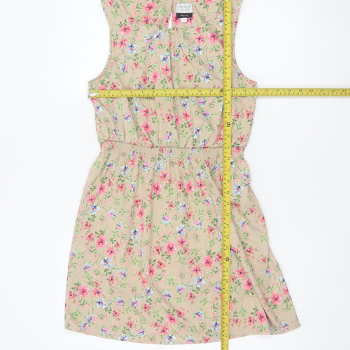 New Look Women’s Beige Floral Petite 10 Sleeveless A-Line Dress