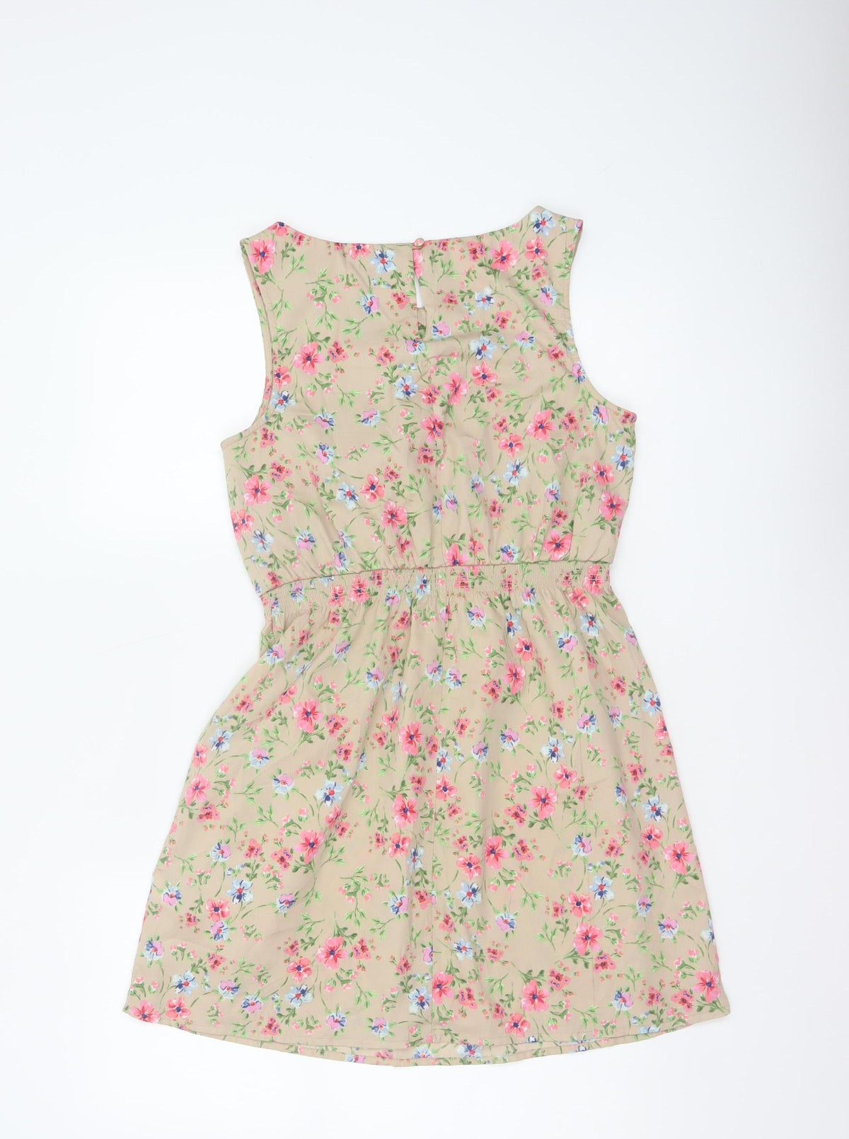New Look Women’s Beige Floral Petite 10 Sleeveless A-Line Dress