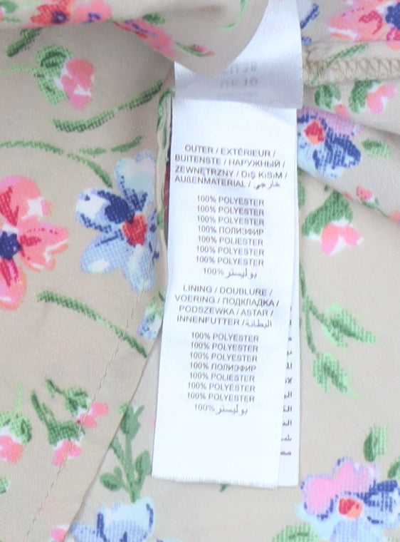 New Look Women’s Beige Floral Petite 10 Sleeveless A-Line Dress