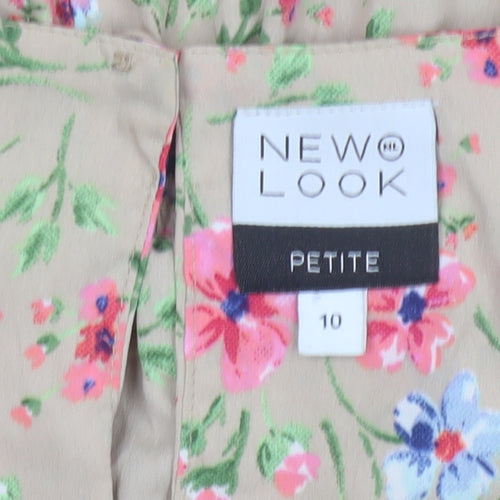 New Look Women’s Beige Floral Petite 10 Sleeveless A-Line Dress