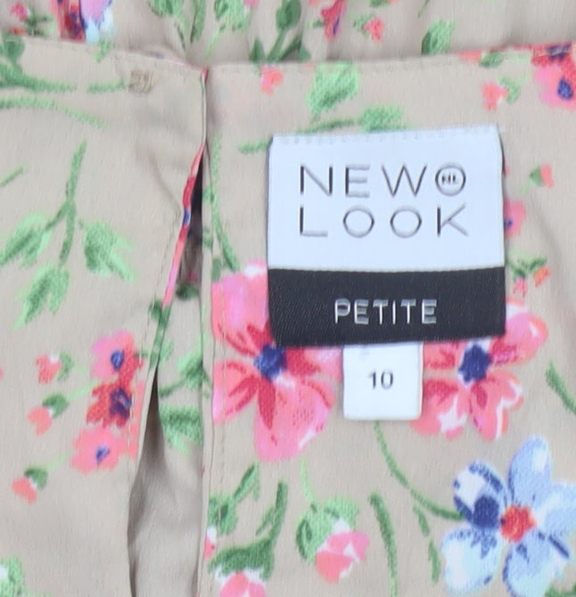 New Look Women’s Beige Floral Petite 10 Sleeveless A-Line Dress