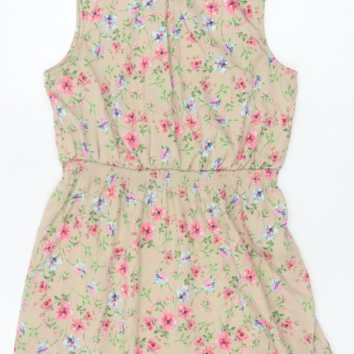 New Look Women’s Beige Floral Petite 10 Sleeveless A-Line Dress