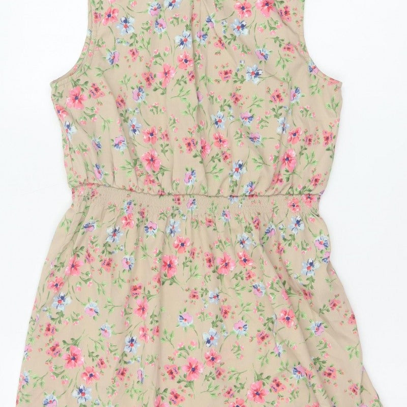 New Look Women’s Beige Floral Petite 10 Sleeveless A-Line Dress