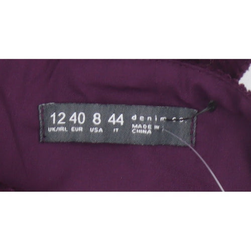 Denim & Co Women Purple UK 12 Bodycon Corduroy Cut Out Mini Dress