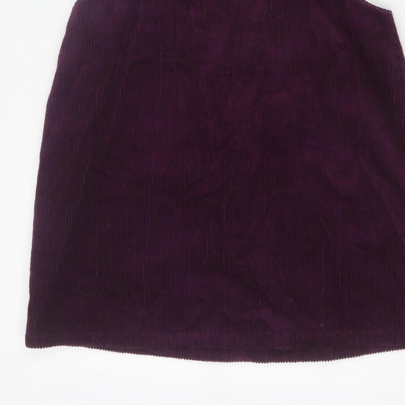 Denim & Co Women Purple UK 12 Bodycon Corduroy Cut Out Mini Dress