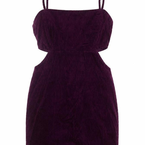 Denim & Co Women Purple UK 12 Bodycon Corduroy Cut Out Mini Dress