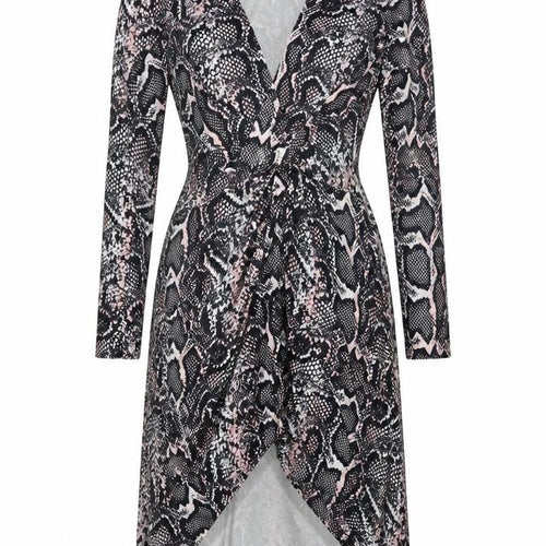 River Island Women Black Pink Animal Print Wrap Dress UK 8 Knee Length