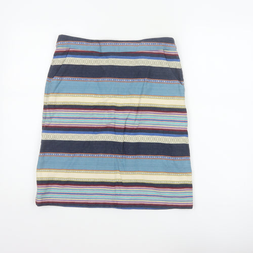 White Stuff Women Multicoloured UK 10 Striped Pencil Knee Skirt Pockets