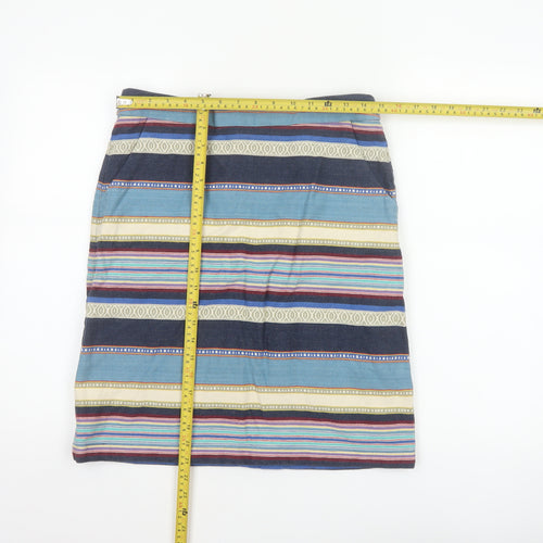 White Stuff Women Multicoloured UK 10 Striped Pencil Knee Skirt Pockets