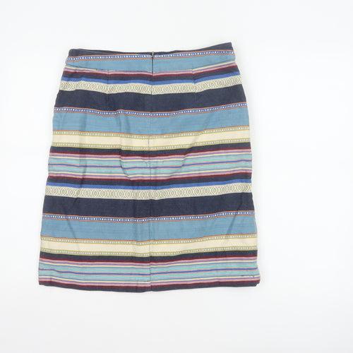 White Stuff Women Multicoloured UK 10 Striped Pencil Knee Skirt Pockets