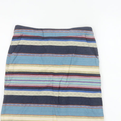 White Stuff Women Multicoloured UK 10 Striped Pencil Knee Skirt Pockets