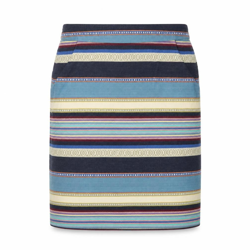 White Stuff Women Multicoloured UK 10 Striped Pencil Knee Skirt Pockets