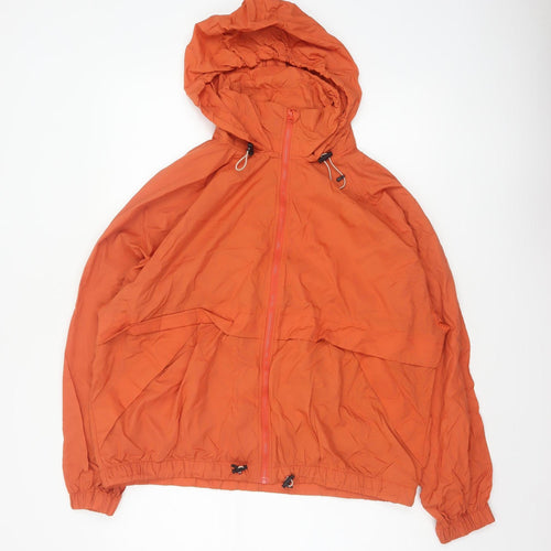 H&M Sport Womens Orange UK 16 Hooded Windbreaker Lightweight Jacket