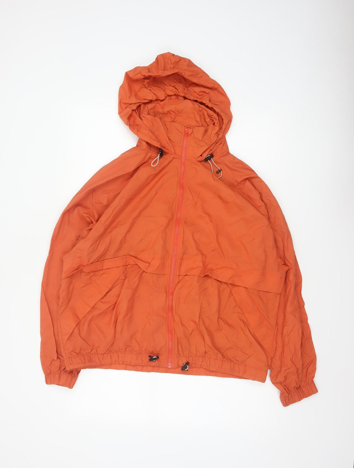 H&M Sport Womens Orange UK 16 Hooded Windbreaker Lightweight Jacket