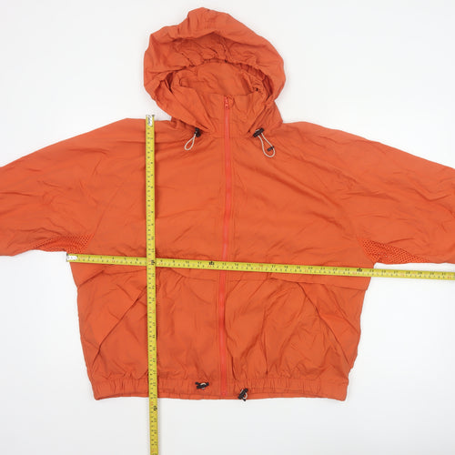 H&M Sport Womens Orange UK 16 Hooded Windbreaker Lightweight Jacket