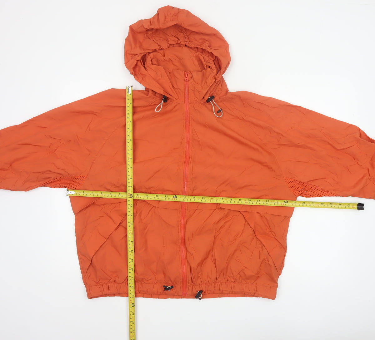 H&M Sport Womens Orange UK 16 Hooded Windbreaker Lightweight Jacket