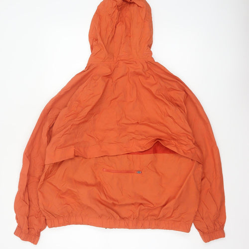 H&M Sport Womens Orange UK 16 Hooded Windbreaker Lightweight Jacket