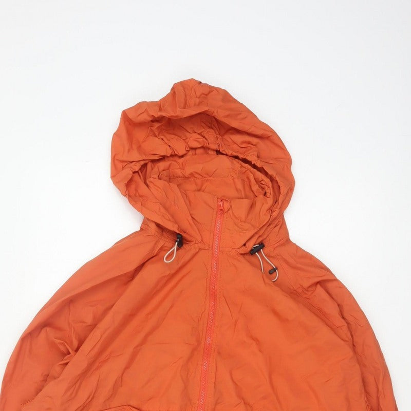 H&M Sport Womens Orange UK 16 Hooded Windbreaker Lightweight Jacket