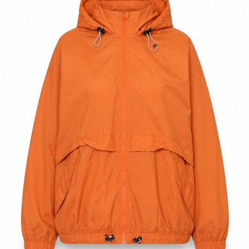 H&M Sport Womens Orange UK 16 Hooded Windbreaker Lightweight Jacket