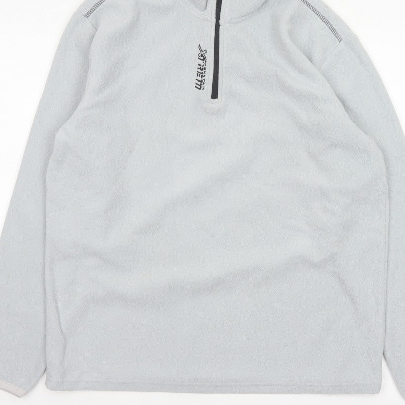 Atlas For Men Grey L 1/4 Zip Fleece Pullover Sweatshirt Outdoor