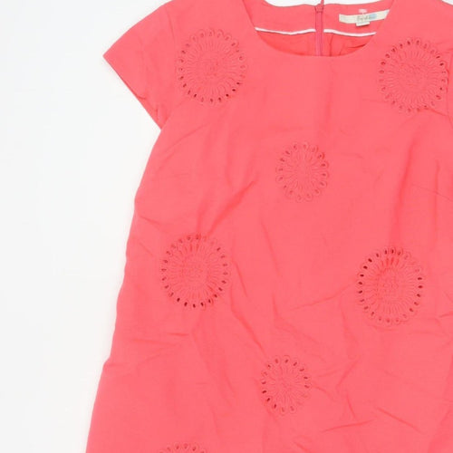 Boden Women Pink UK 14 Knee Length Sheath Dress Embroidered Cotton