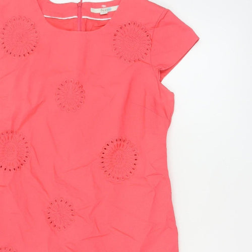 Boden Women Pink UK 14 Knee Length Sheath Dress Embroidered Cotton