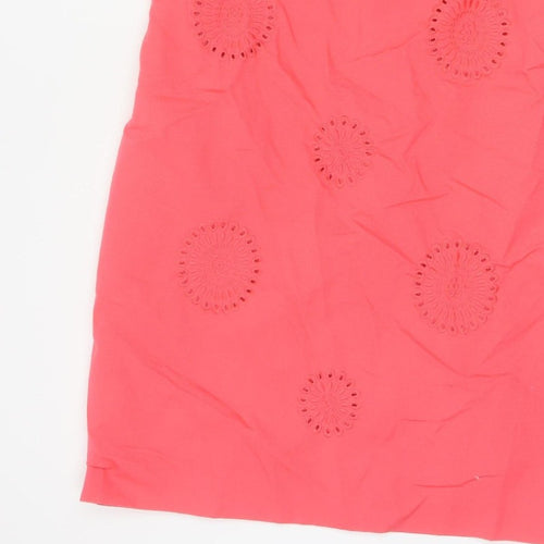 Boden Women Pink UK 14 Knee Length Sheath Dress Embroidered Cotton