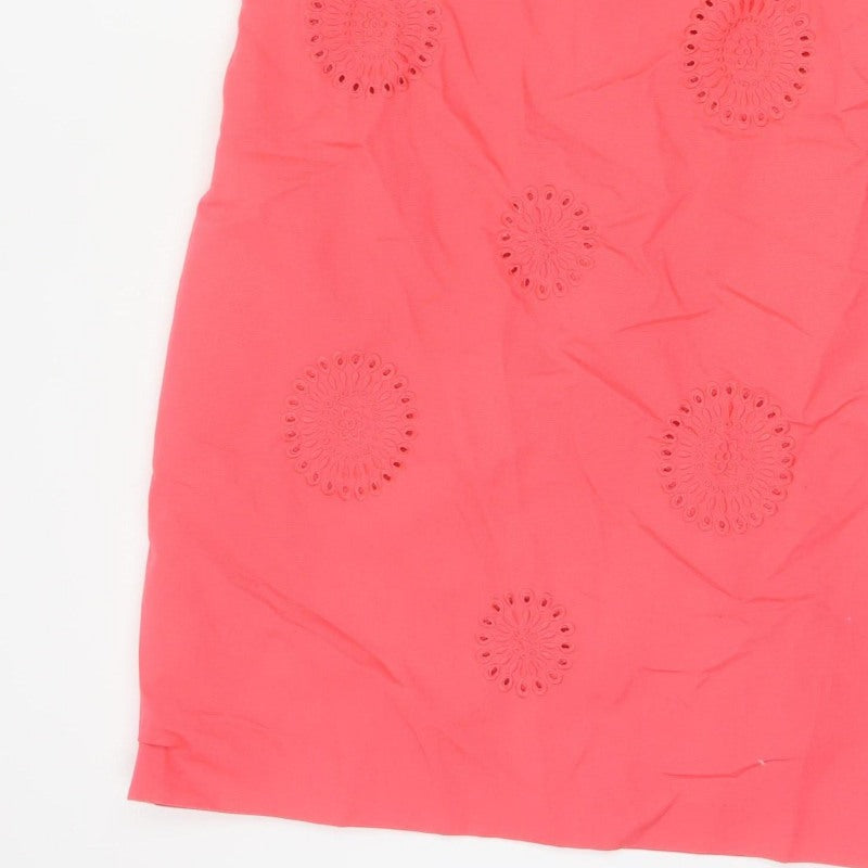 Boden Women Pink UK 14 Knee Length Sheath Dress Embroidered Cotton