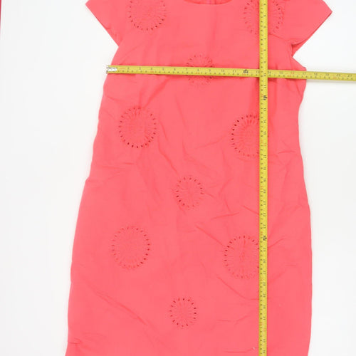 Boden Women Pink UK 14 Knee Length Sheath Dress Embroidered Cotton