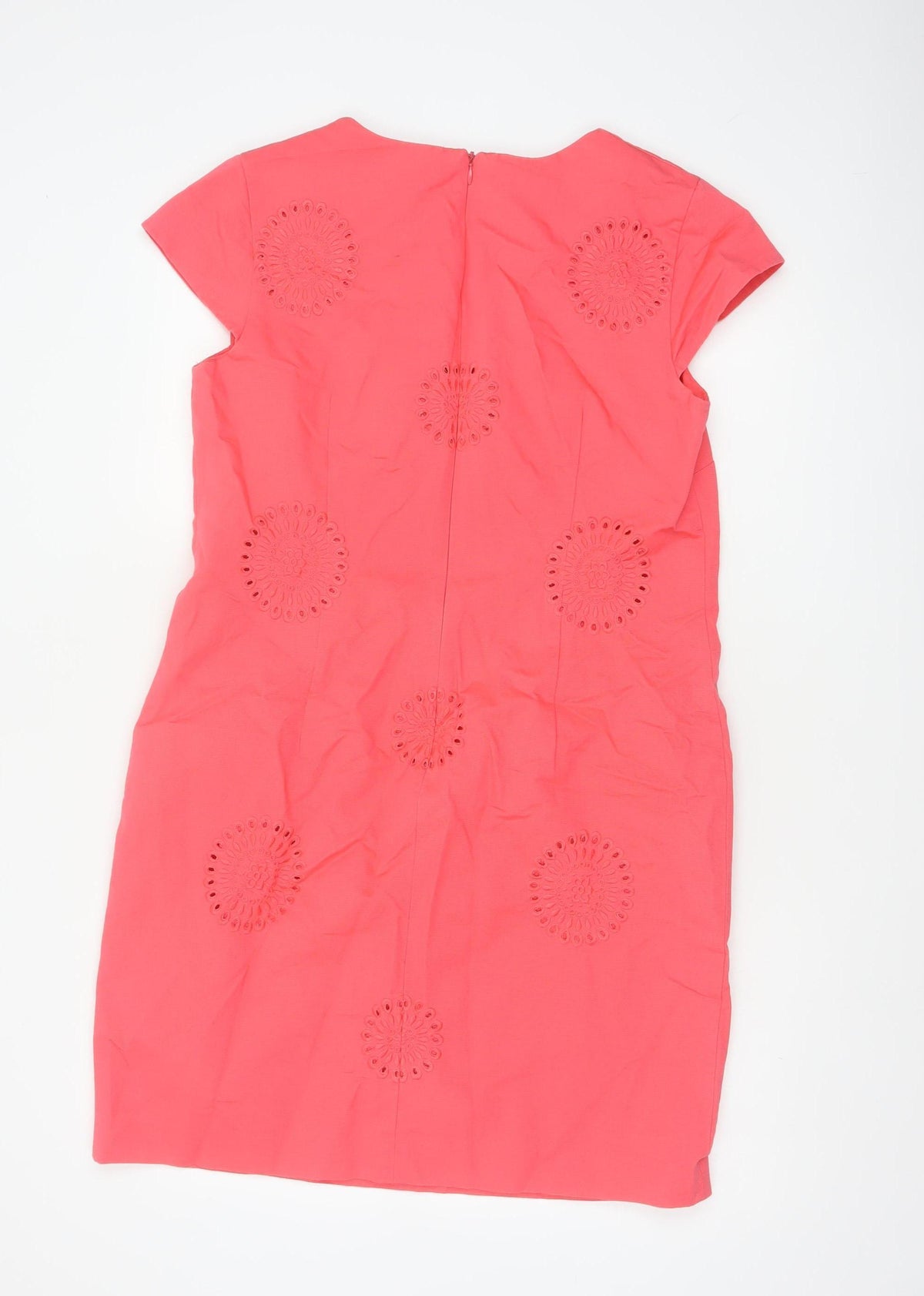 Boden Women Pink UK 14 Knee Length Sheath Dress Embroidered Cotton