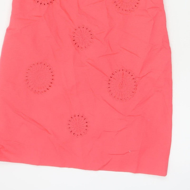 Boden Women Pink UK 14 Knee Length Sheath Dress Embroidered Cotton
