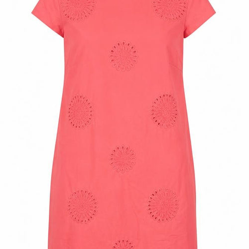 Boden Women Pink UK 14 Knee Length Sheath Dress Embroidered Cotton