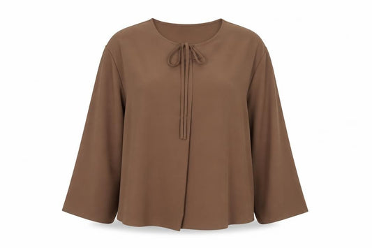 Marks and Spencer Women Brown Size 16 Kimono Bell Sleeve Tie Blouse