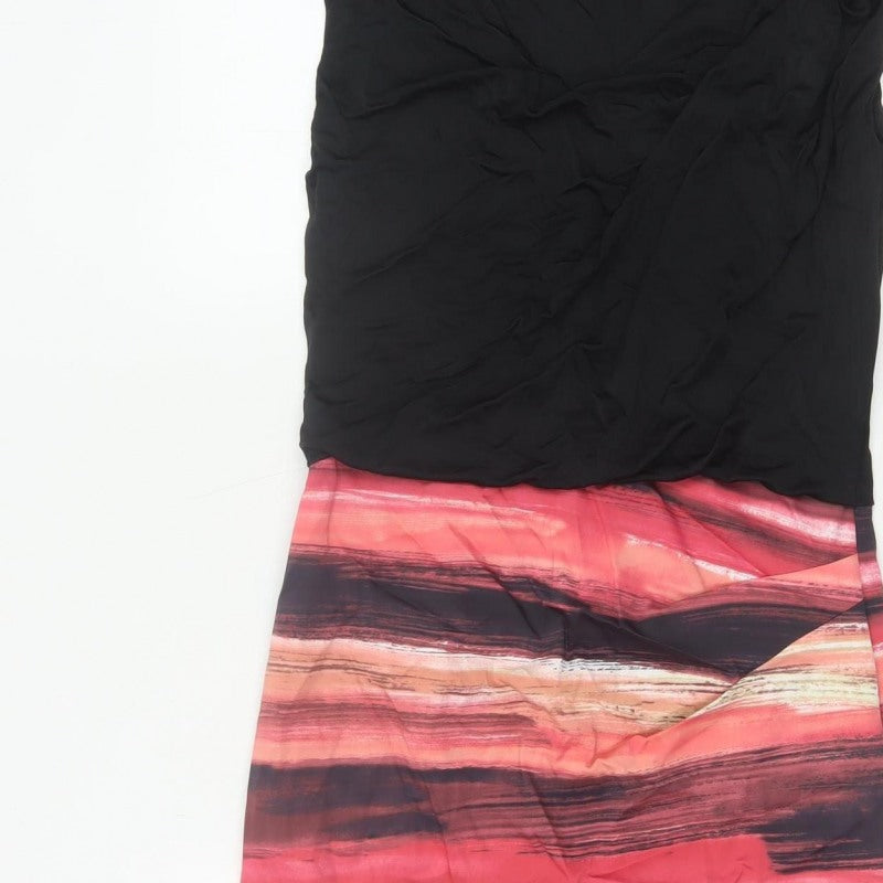 Karen Millen Women Black Pink UK 10 Midi Sheath Party Dress