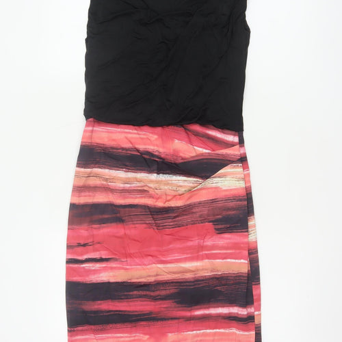Karen Millen Women Black Pink UK 10 Midi Sheath Party Dress
