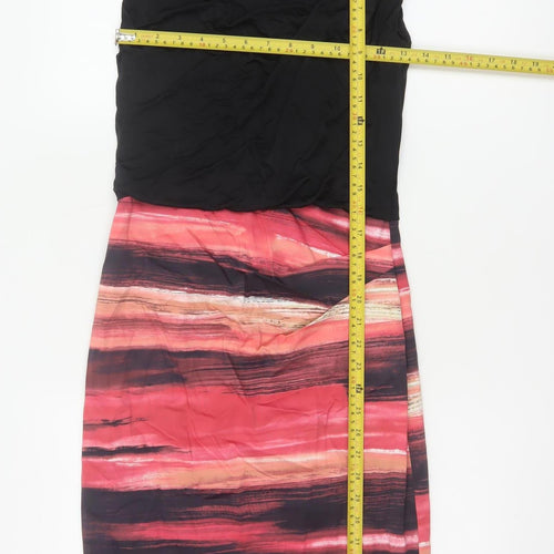 Karen Millen Women Black Pink UK 10 Midi Sheath Party Dress