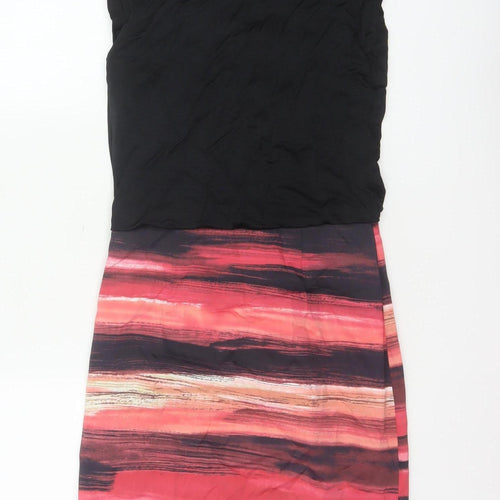 Karen Millen Women Black Pink UK 10 Midi Sheath Party Dress