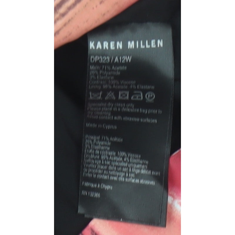 Karen Millen Women Black Pink UK 10 Midi Sheath Party Dress