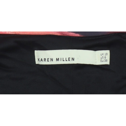 Karen Millen Women Black Pink UK 10 Midi Sheath Party Dress