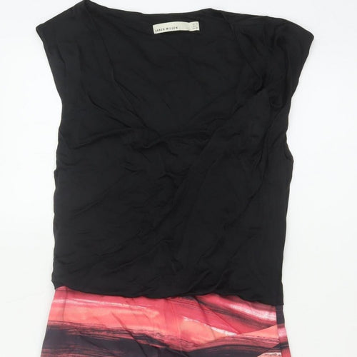 Karen Millen Women Black Pink UK 10 Midi Sheath Party Dress