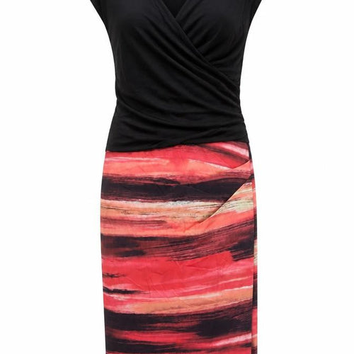 Karen Millen Women Black Pink UK 10 Midi Sheath Party Dress
