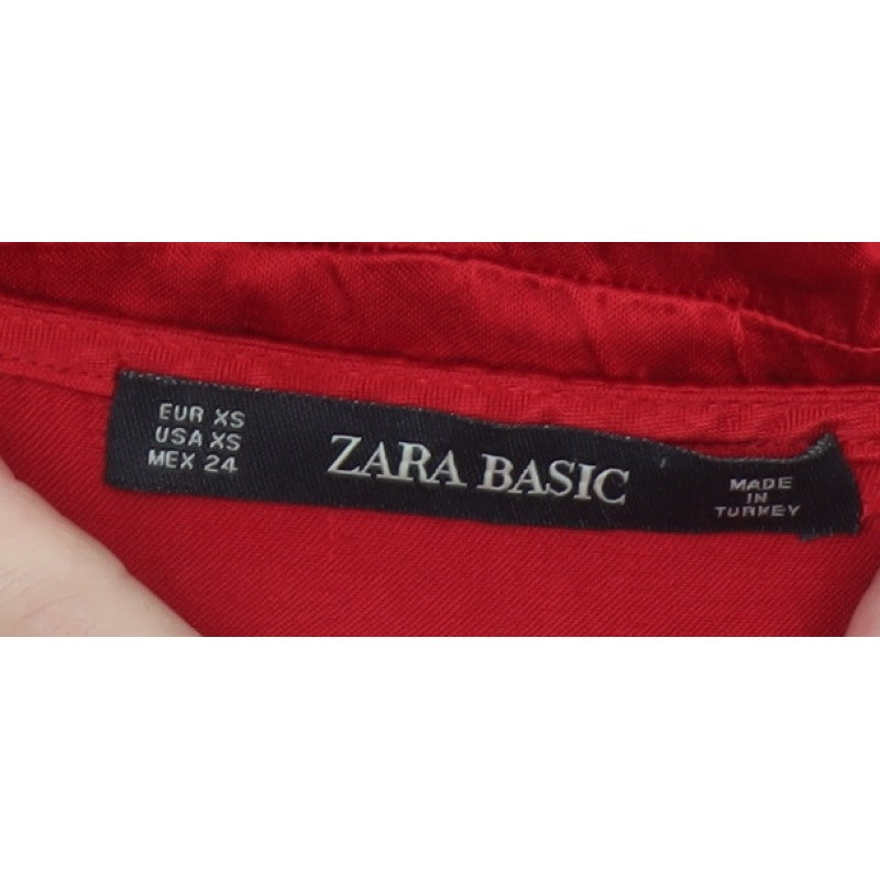 Zara Basic Women Red XS Long Viscose Tassel Belted Slip Dress