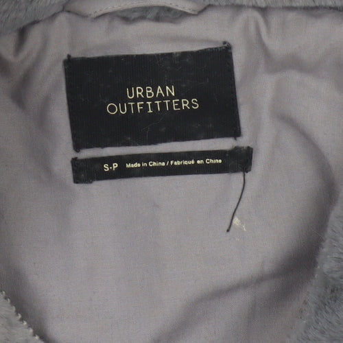 Urban Outfitters Women Grey S Faux Fur Hooded Cropped Zip Jacket