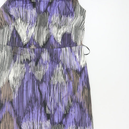 Coast Women Purple Size 10 Knee Length Sheath Dress Geometric Tie Waist