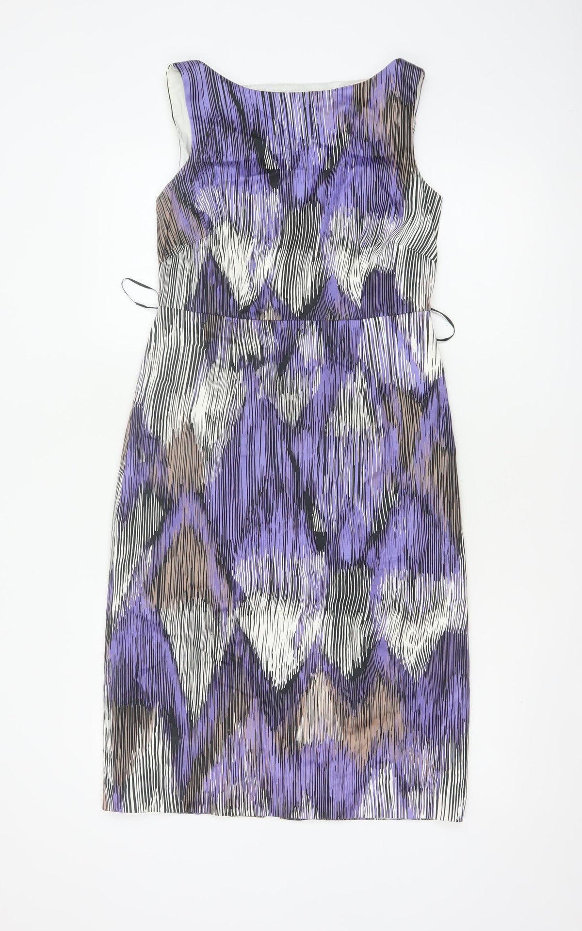 Coast Women Purple Size 10 Knee Length Sheath Dress Geometric Tie Waist