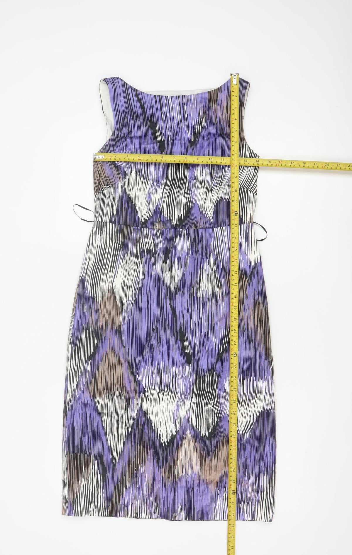 Coast Women Purple Size 10 Knee Length Sheath Dress Geometric Tie Waist