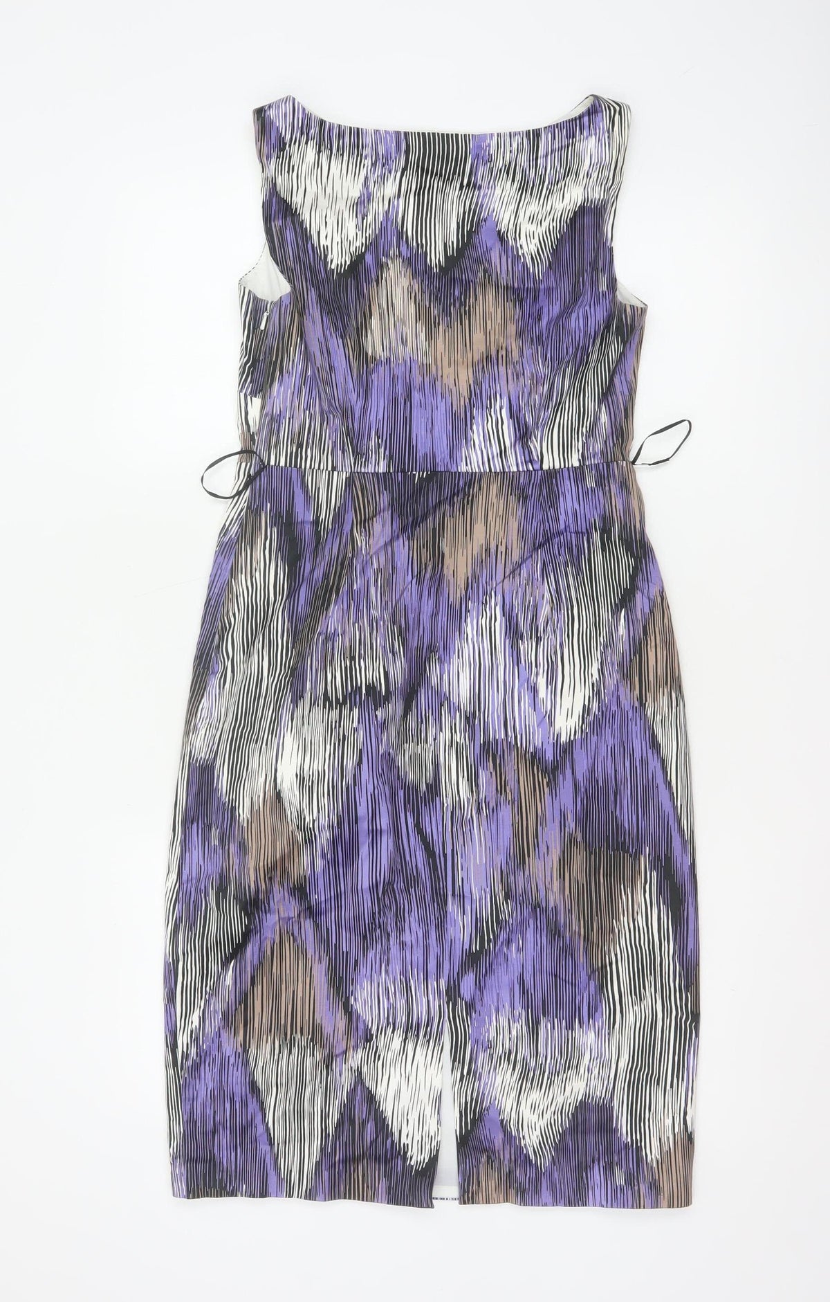 Coast Women Purple Size 10 Knee Length Sheath Dress Geometric Tie Waist