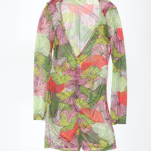Missguided Women Multicoloured Floral Mesh Wrap Dress UK 12