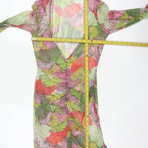 Missguided Women Multicoloured Floral Mesh Wrap Dress UK 12