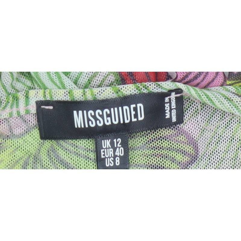 Missguided Women Multicoloured Floral Mesh Wrap Dress UK 12